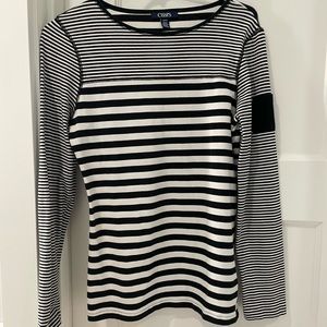 Chaps Black & White Striped Top